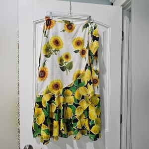 FARM Rio Yellow Green Wrap Midi Skirt